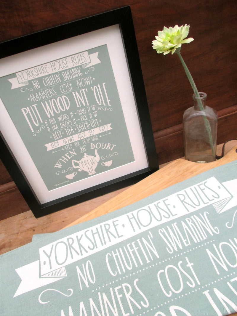 Yorkshire House Rules Tea Towel