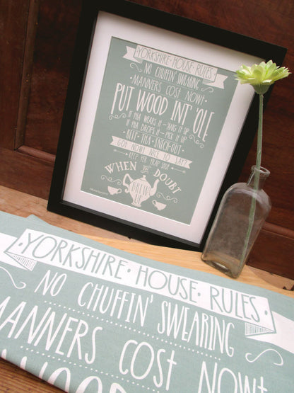 Yorkshire House Rules Mounted Print
