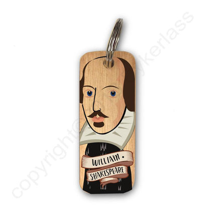 William Shakespear Character Wooden Keyring by Wotmalike