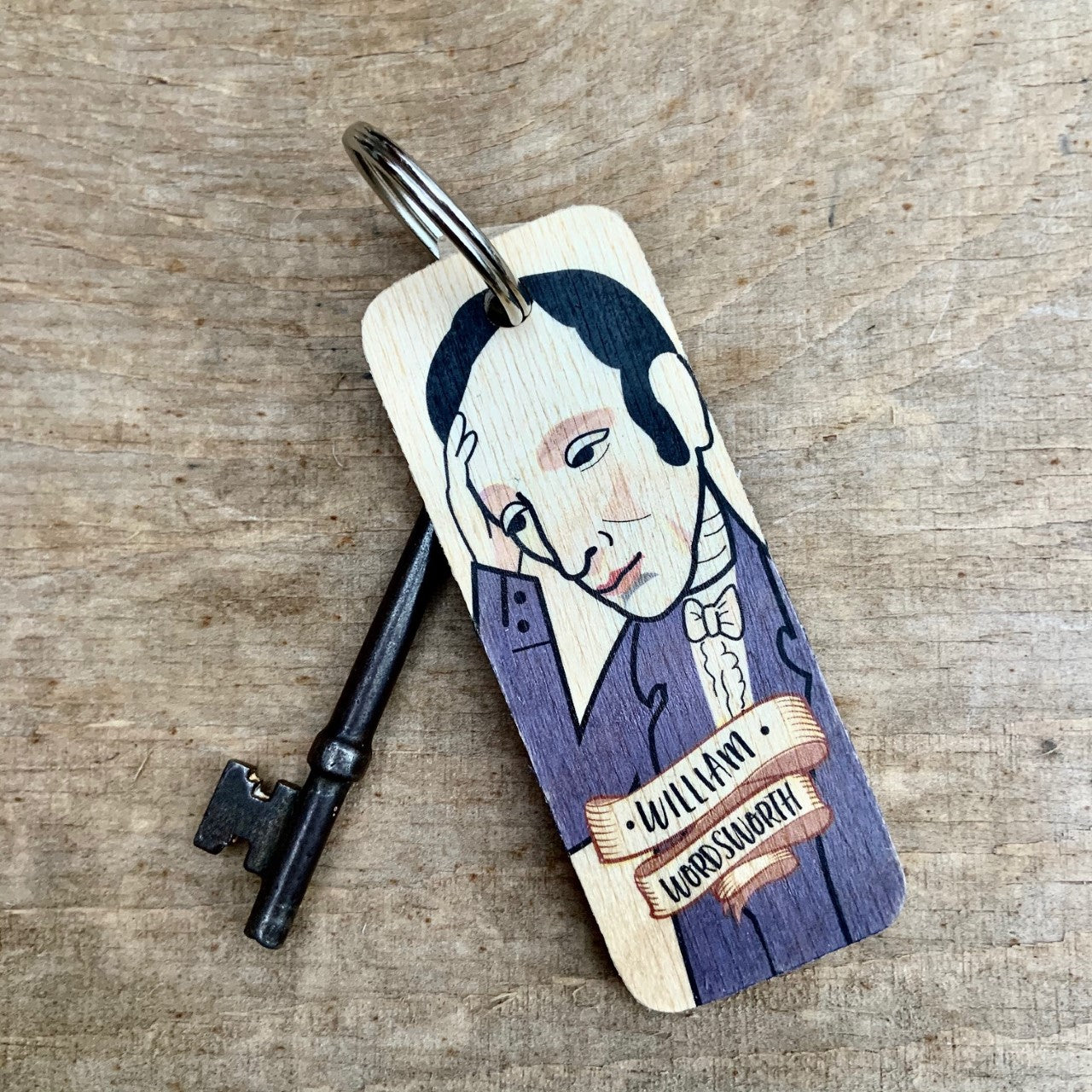 William Wordsworth Character Wooden Keyring