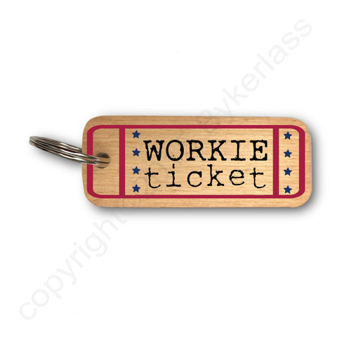 Workie Ticket Geordie Rustic Wooden Keyring - RWKR1