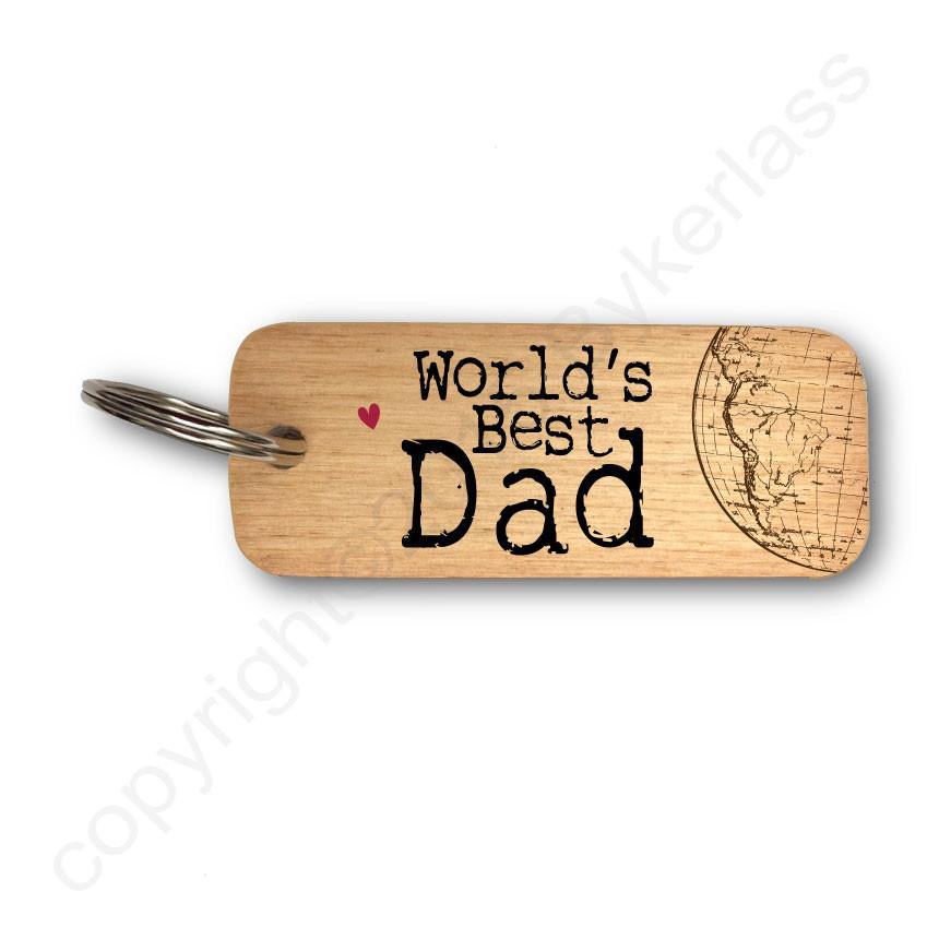 World's Best Dad Rustic Wooden Keyring 