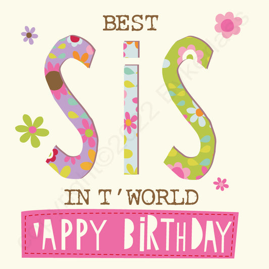 Best Sis In T'world Appy Birthday Yorkshire Card by Wotmalike