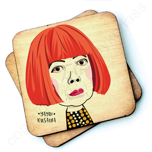 Yayoi Kusama - Character Wooden Coaster by Wotmalike