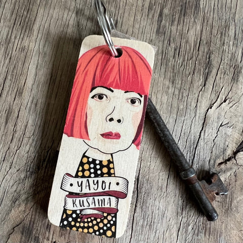 Yayoi Kusama Character Wooden Keyring - RWKR1