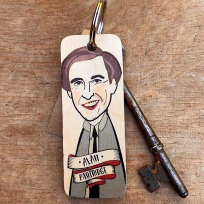 Alan Partridge Character Wooden Keyring by Wotmalike