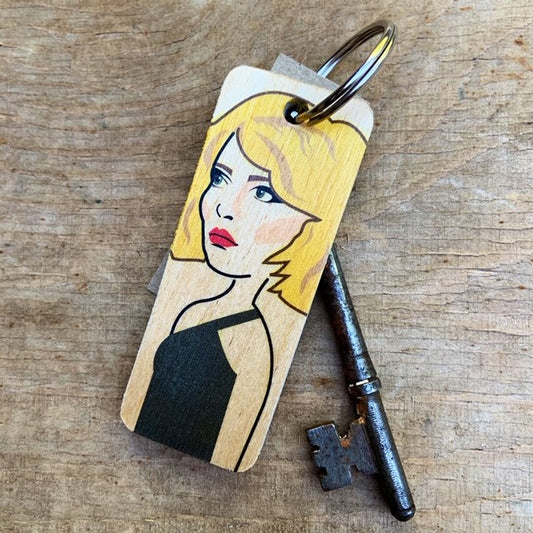 Blondie (Debbie Harry) Character Wooden Keyring by Wotmalike