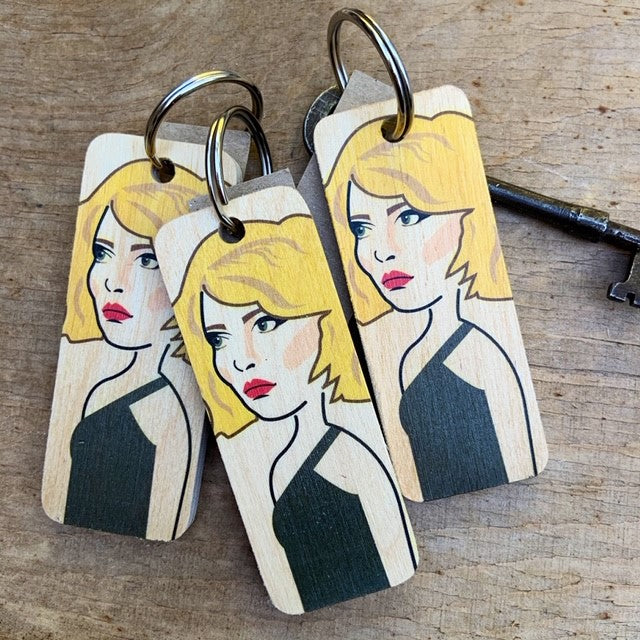 Blondie (Debbie Harry) Character Wooden Keyring by Wotmalike