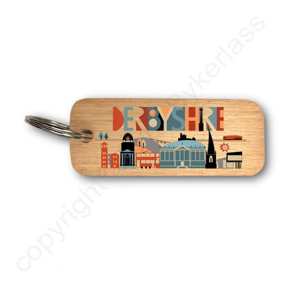 Derbyshire Scape Brights Rustic Wooden Keyring 