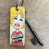 Dolly Parton Character Wooden Keyring by Wotmalike