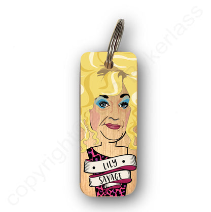 Lily Savage Character Wooden Keyring - RWKR1