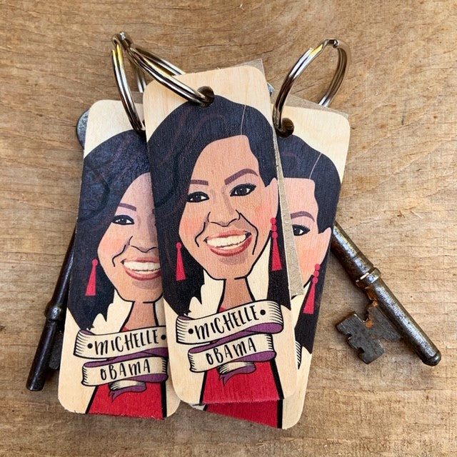 Michelle Obama Character Wooden Keyring by WOtmalike