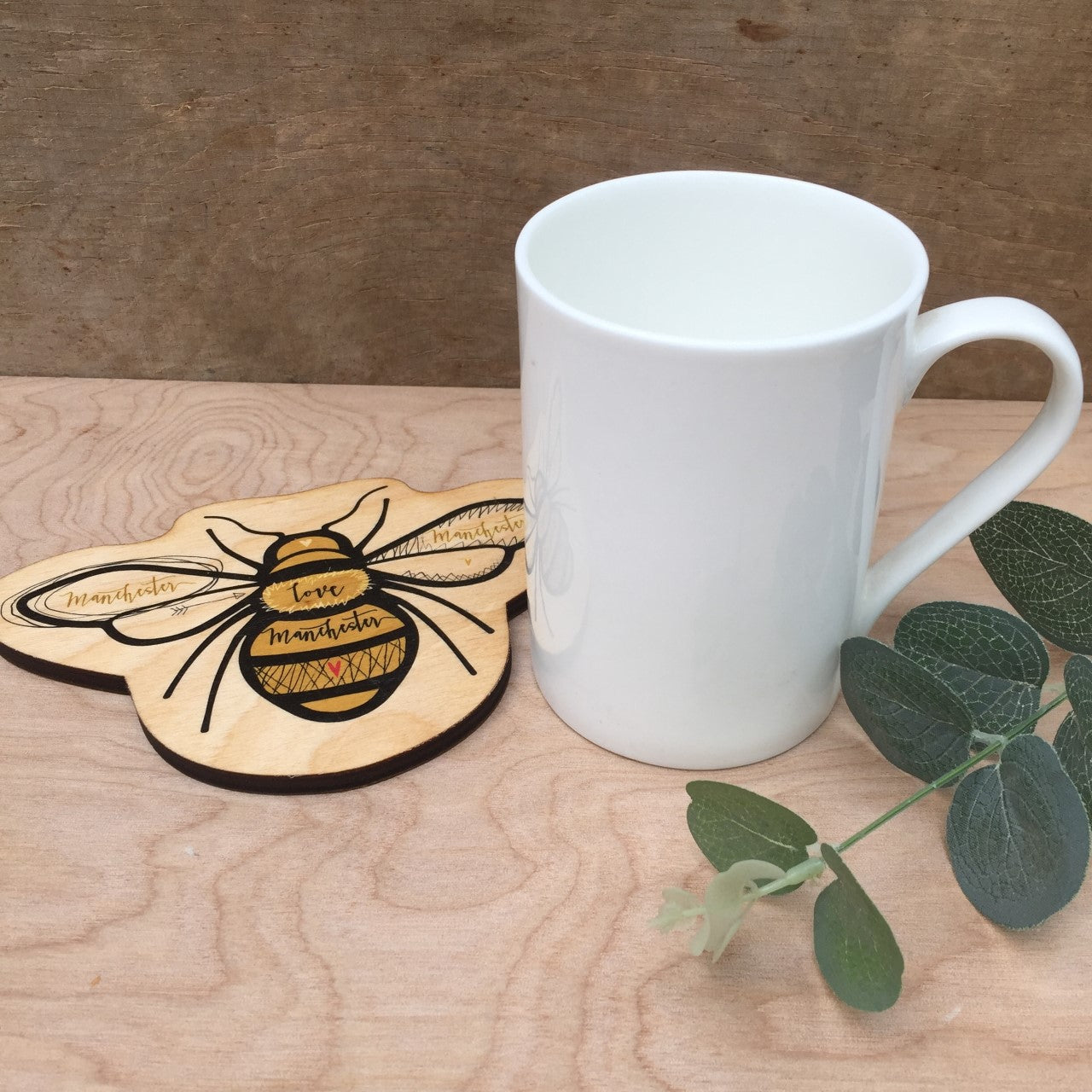 Wooden Manchester Bee Shaped Coaster by Wotmalike