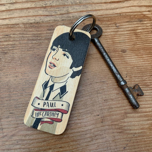 Paul McCartney Character Wooden Keyring by Wotmalike