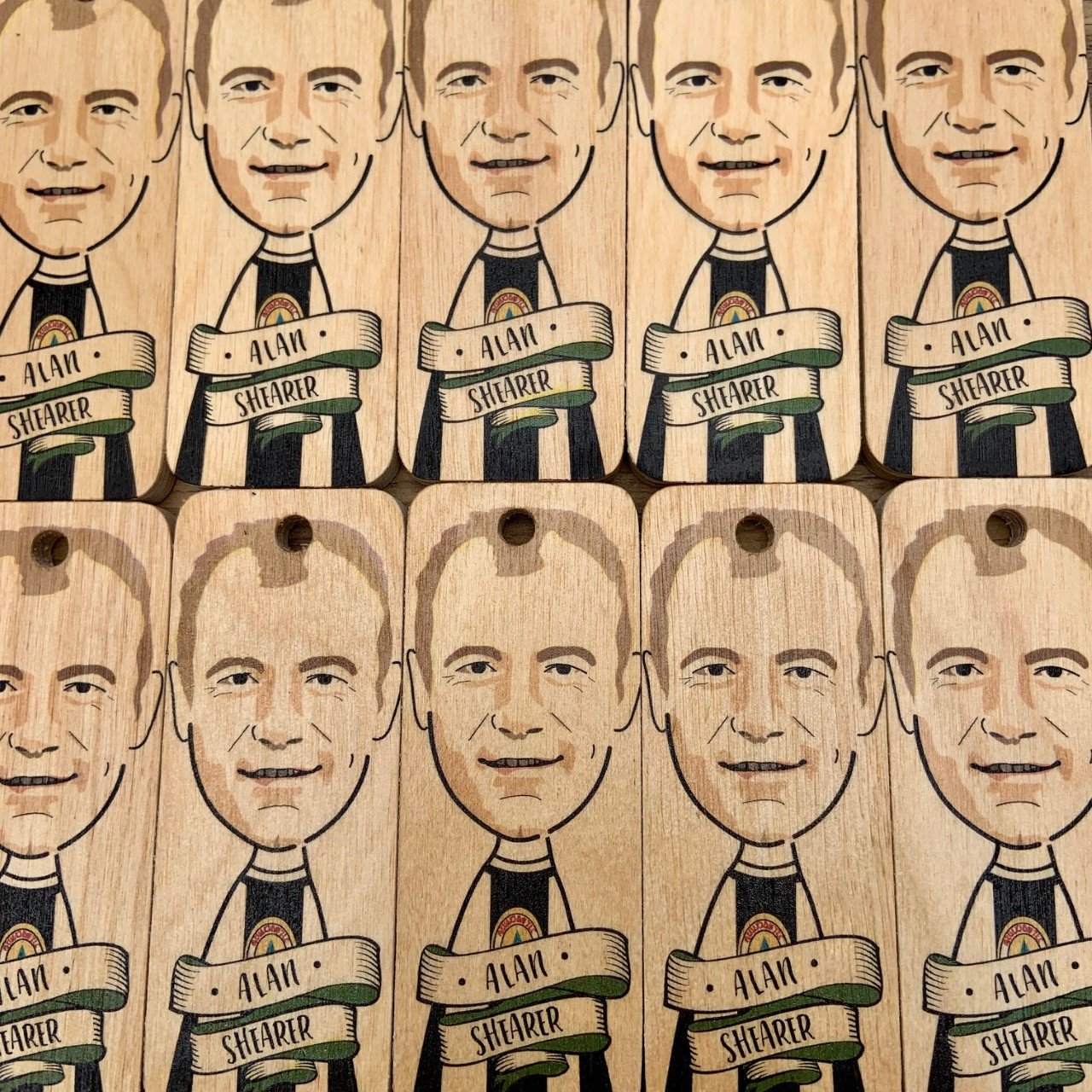 Alan Shearer Character Wooden Keyring - RWKR1