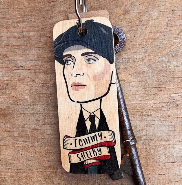 Tommy Shelby With Hat Character Wooden Keyring by Wotmalike