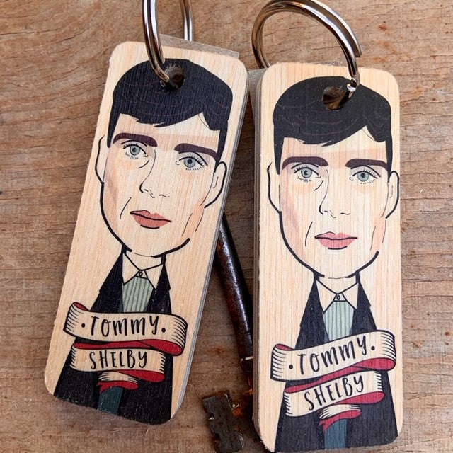 Tommy Shelby Character Wooden Keyring by wotmalike