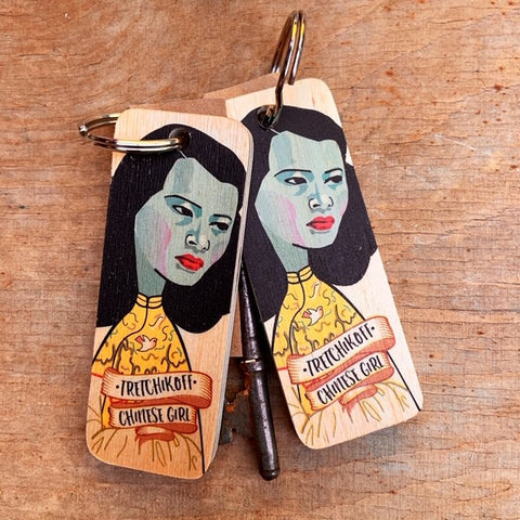Tretchikoff Chinese Girl Character Wooden Keyring - RWKR1